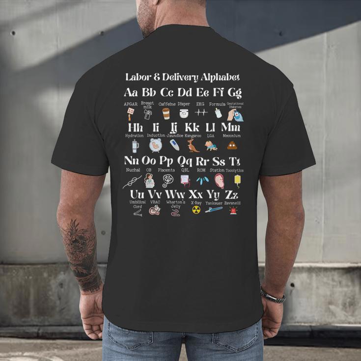 Labor And Delivery Alphabet Nurse New Nurse Graduation Men's Back Print T-Shirt