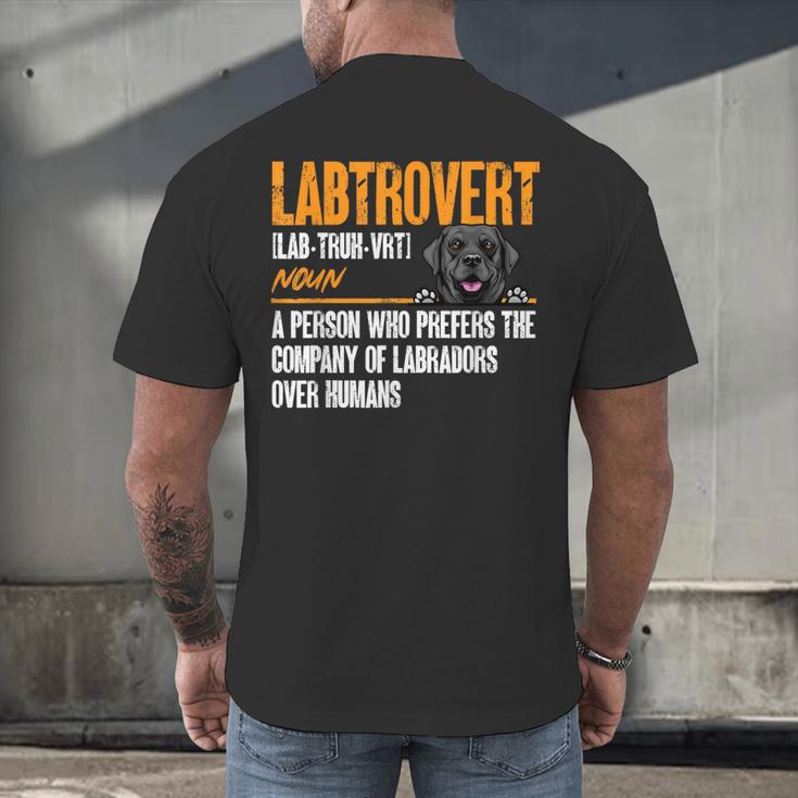 Labrador Retriever Labtrovert Definition Introvert Labrador Men's Back Print T-Shirt
