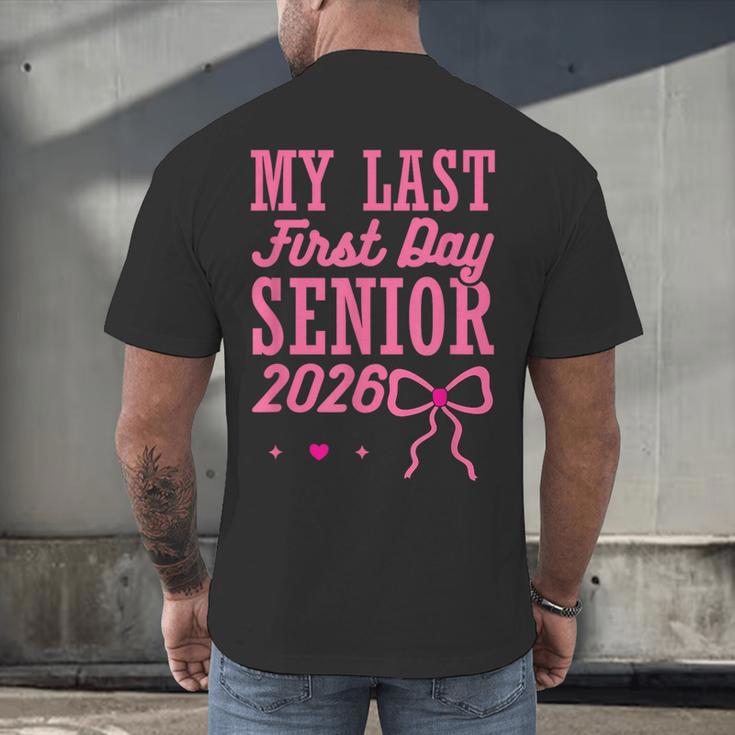 My Last First Day Senior 2026 Coquette Pink Bow Graduation Men's Back Print T-Shirt