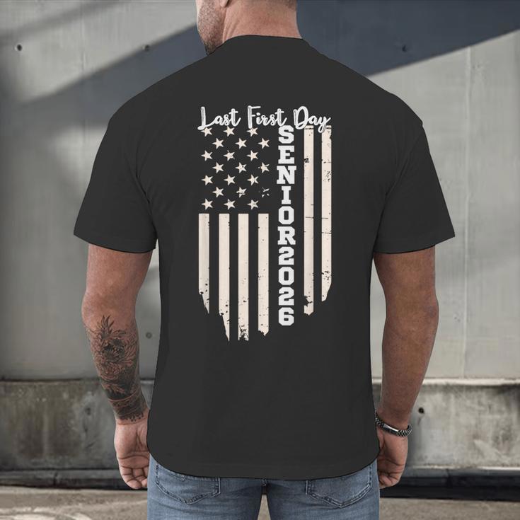 Last First Day Senior 2026 USA Flag Graduation Class Of 2026 Men's Back Print T-Shirt
