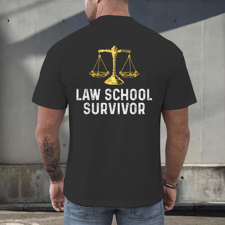 Law School Survivor Humor Law School Graduation Quote Men's Back Print T-Shirt