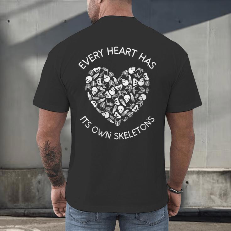 Leo Tolstoy Quote Dark Introvert Book Lover Skeleton Sayings Men's Back Print T-Shirt