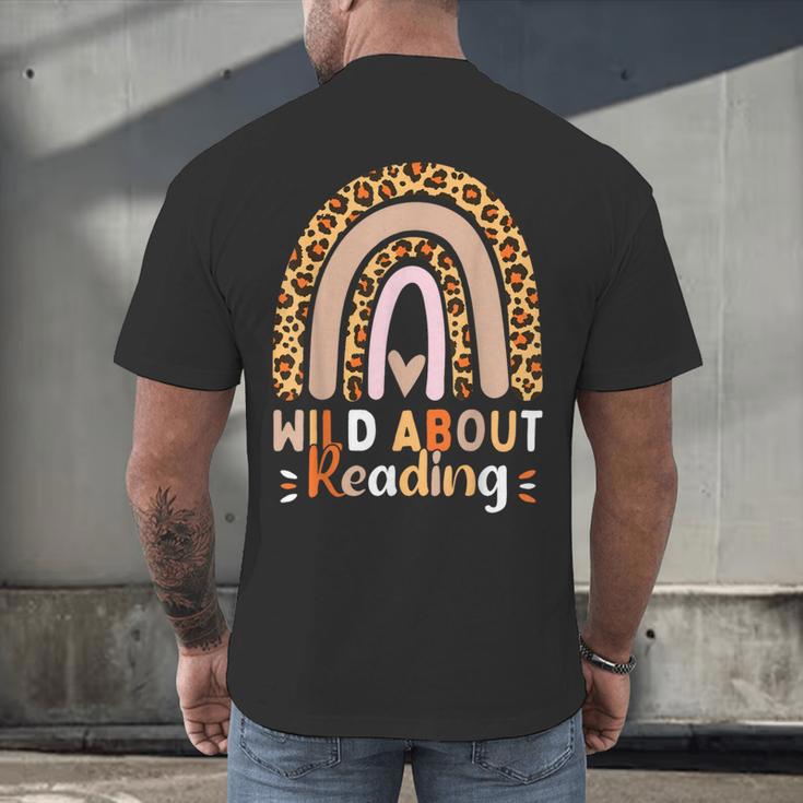 Leopard Teacher Wild About Reading Books Reader Librarian Men's Back Print T-Shirt