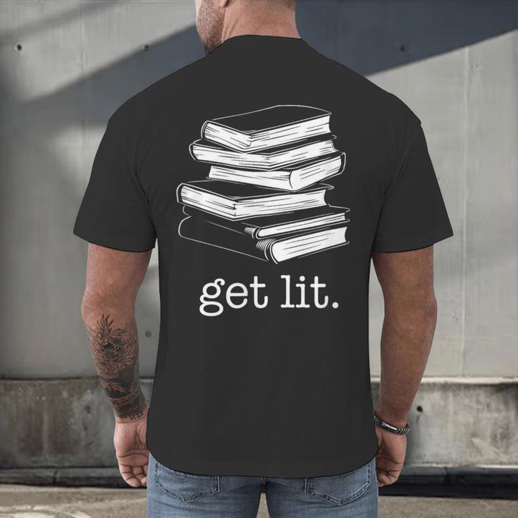 Let's Get Lit Books Men's Back Print T-Shirt