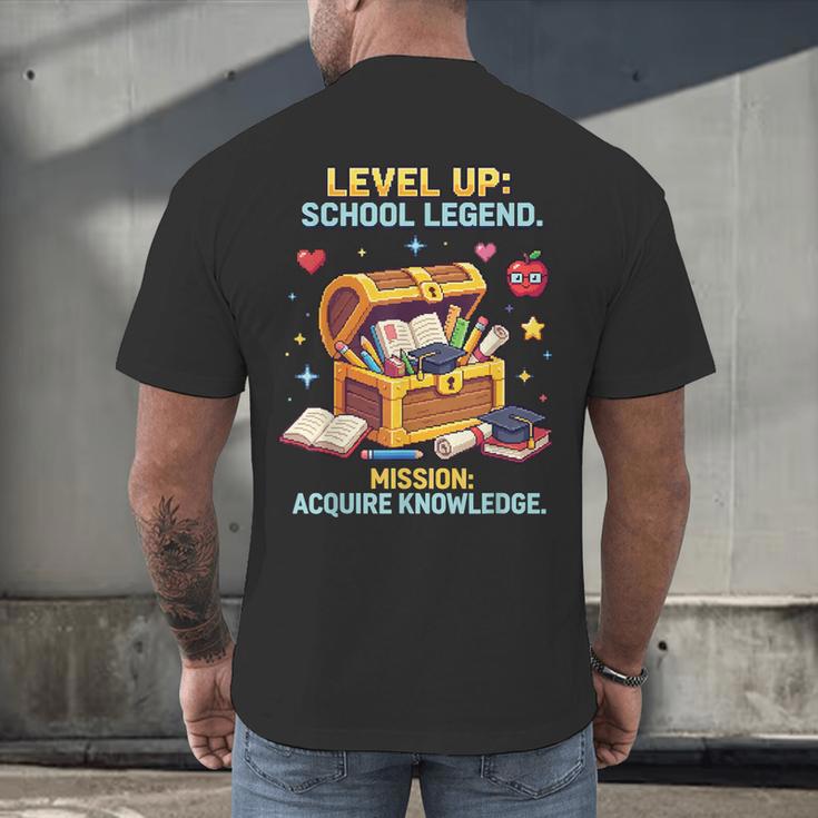 Level Up School Legend Video Game Pixel Art Graduation Men's Back Print T-Shirt