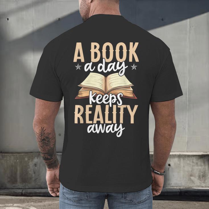 Librarian A Book A Day For Book Lover Reading Library Men's Back Print T-Shirt Librarian A Book A Day For Book Lover Reading Library Men's Back Print T-Shirt