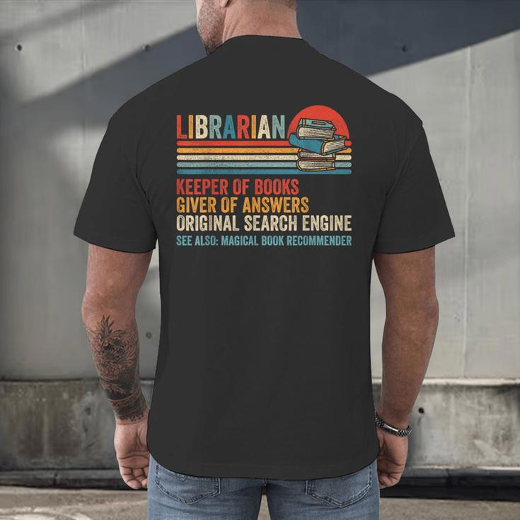Librarian Definition Book Lover Library Workers Day Men's Back Print T-Shirt