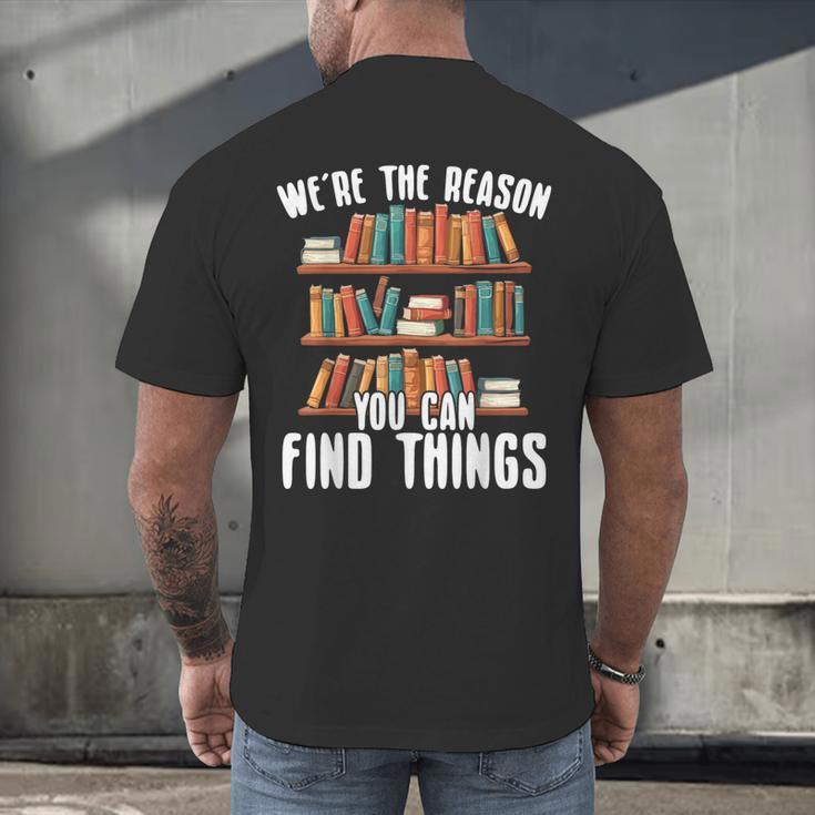 Librarian Reading Books Lover Library Men's Back Print T-Shirt