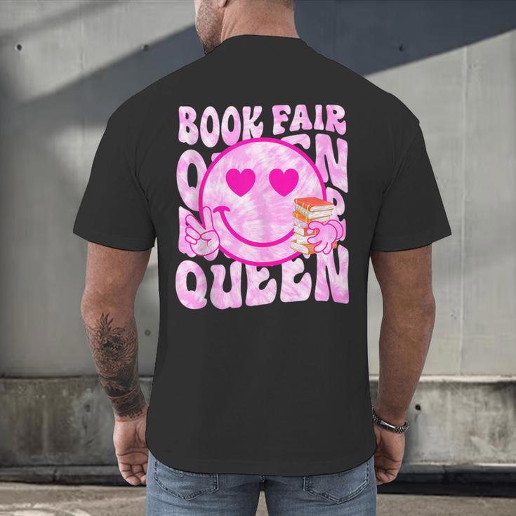 Library Book Fair Queen Vibe Groovy Tie Dye School Reading Men's Back Print T-Shirt