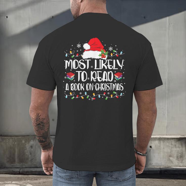 Most Likely To Read A Book On Christmas Family Matching Men's Back Print T-Shirt