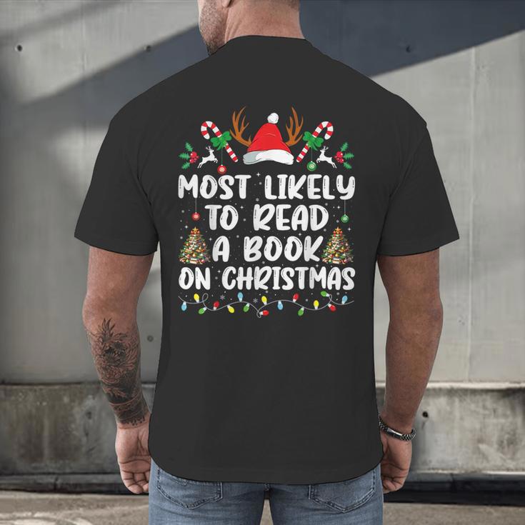 Most Likely To Read A Book On Christmas Matching Family Men's Back Print T-Shirt