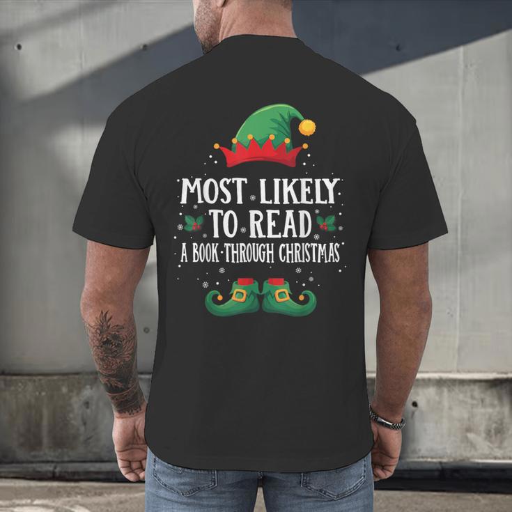 Most Likely To Read A Book Matching Christmas Elf Men's Back Print T-Shirt