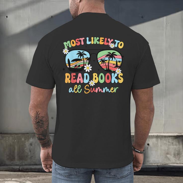 Most Likely To Read Books All Summer Book Lovers Men's Back Print T-Shirt