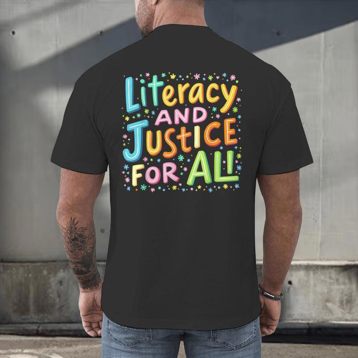 Literacy And Justice For All Protect Banned Books Library Men's Back Print T-Shirt
