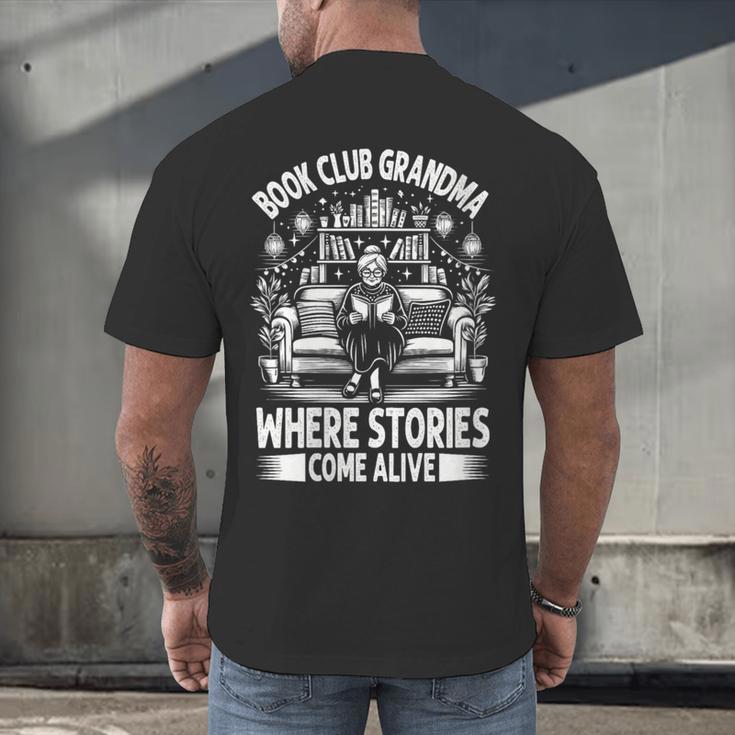 Literary Grandma Reading Club Book Lover Story Enthusiast Men's Back Print T-Shirt