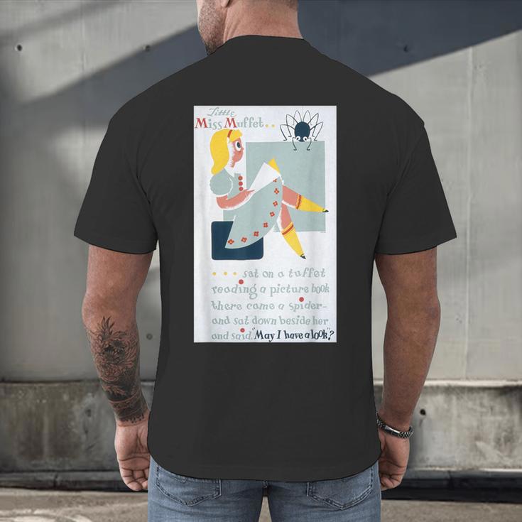 Little Miss Muffet Reading a Picture Book Men's Back Print T-Shirt