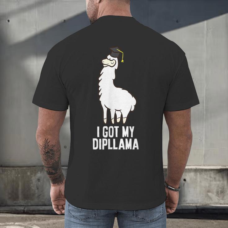 LLama Graduation I Got My Dipllama Cute Llama Men's Back Print T-Shirt