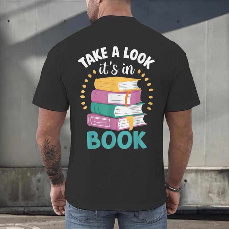 Take a Look It's In a Book Teacher Reading Apparel Men's Back Print T-Shirt Take a Look It's In a Book Teacher Reading Apparel Men's Back Print T-Shirt