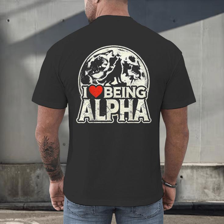 I Love Being Alpha Moonlit Wolf Meme Alpha Introvert Men's Back Print T-Shirt I Love Being Alpha Moonlit Wolf Meme Alpha Introvert Men's Back Print T-Shirt