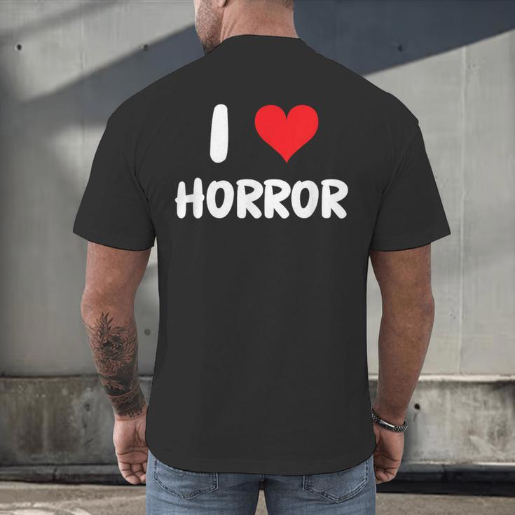I Love Horror Heart Movies TV Show Books Writing Read Men's Back Print T-Shirt