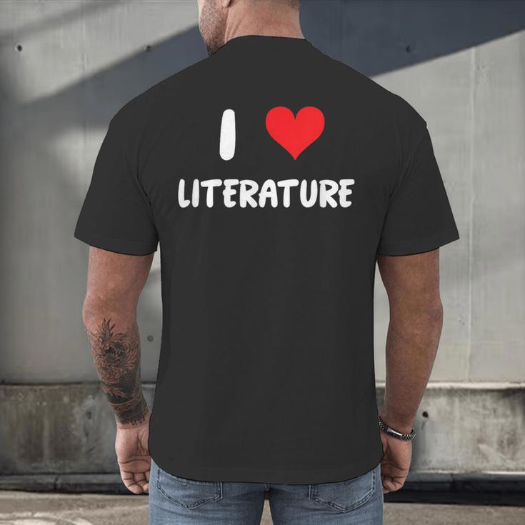 I Love Literature Heart Books Writing Reading Read Write Men's Back Print T-Shirt