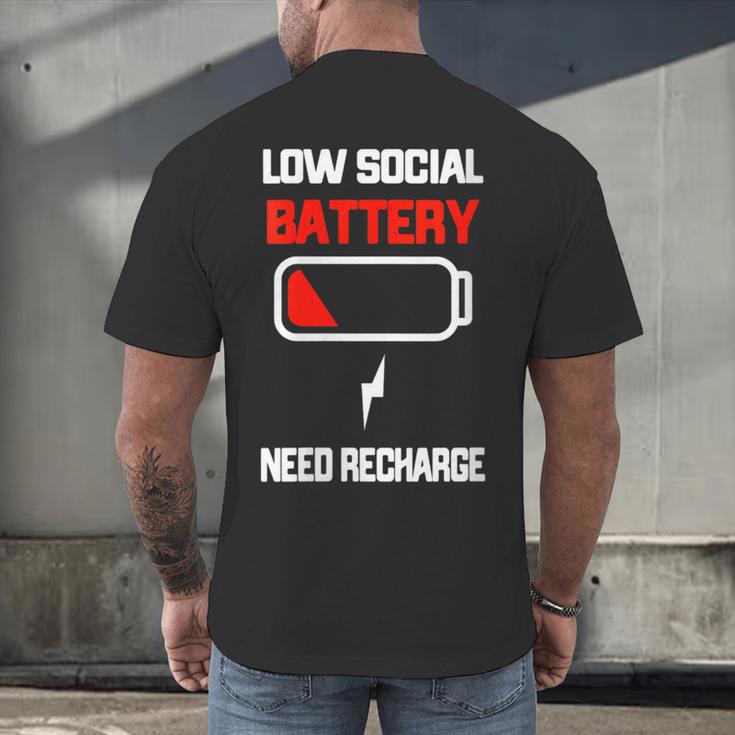 Low Social Battery Need Recharge Introvert Self-Care Men's Back Print T-Shirt Low Social Battery Need Recharge Introvert Self-Care Men's Back Print T-Shirt