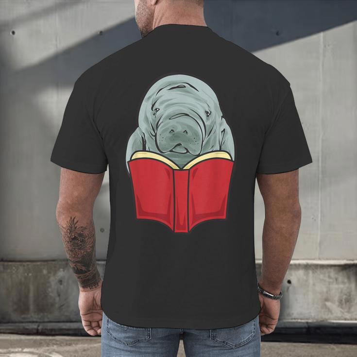 Manatee Reading Books Sea Animal Manatee Men's Back Print T-Shirt
