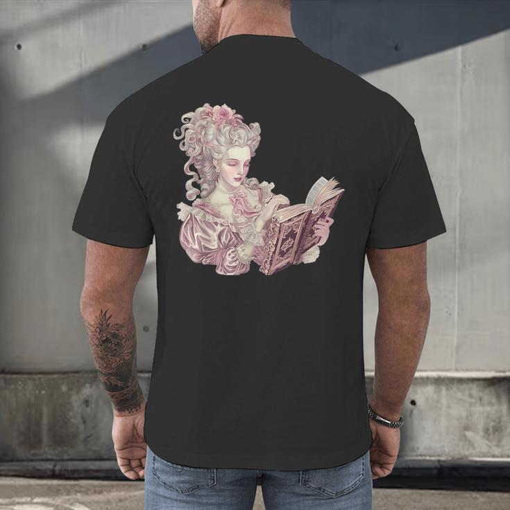 Marie Antoinette Reading A Book Men's Back Print T-Shirt Marie Antoinette Reading A Book Men's Back Print T-Shirt