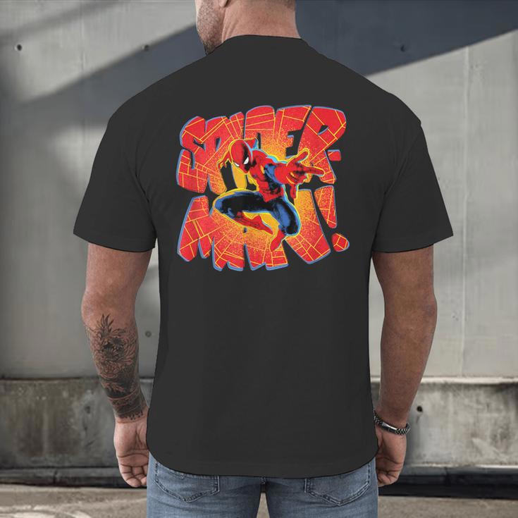 Marvel Spider-Man Peter Parker Comic Book Letter Logo Men's Back Print T-Shirt