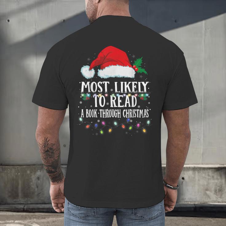 Matching Christmas PJS Most Likely To Read A Book Men's Back Print T-Shirt