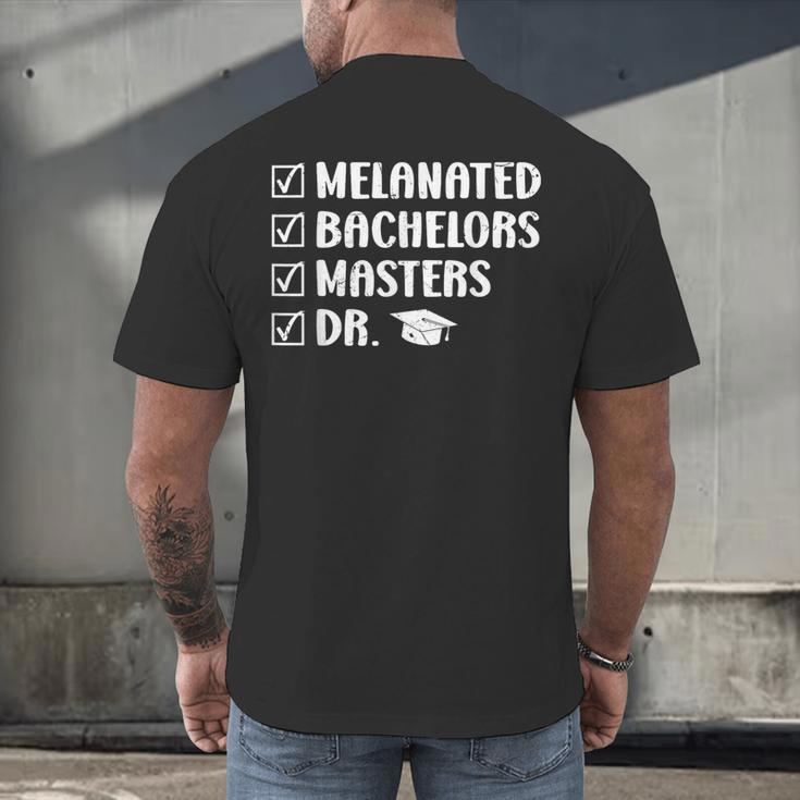 MELANATED BACHELORS MASTERS DR Doctor Graduation Men's Back Print T-Shirt