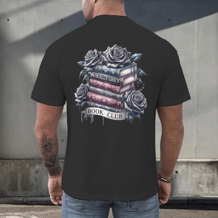 Morally Grey Book Club Floral Book Lover Graphic Men's Back Print T-Shirt Morally Grey Book Club Floral Book Lover Graphic Men's Back Print T-Shirt