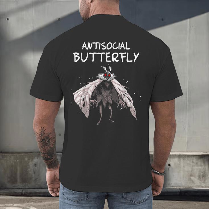 Mothman Shirt Antisocial Butterfly Introvert Cryptid Men's Back Print T-Shirt Mothman Shirt Antisocial Butterfly Introvert Cryptid Men's Back Print T-Shirt