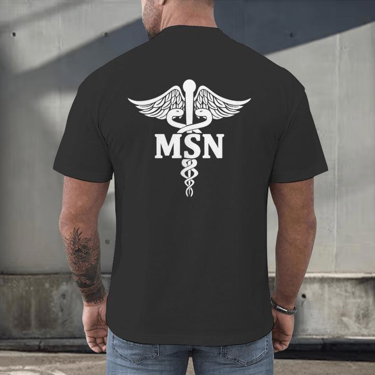 MSN Letters On Caduceus Medical Emblem MSN Nurse Graduation Men's Back Print T-Shirt