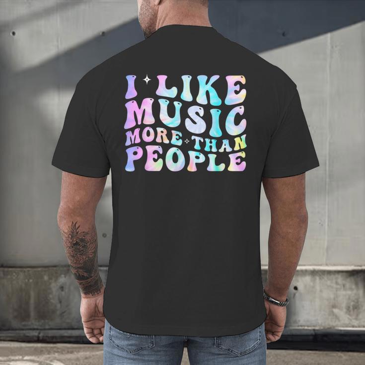 I Like Music More Than People Introvert Musician Retro Men's Back Print T-Shirt I Like Music More Than People Introvert Musician Retro Men's Back Print T-Shirt