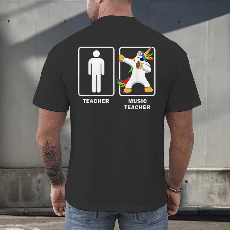 Music Teacher Dabbing Unicorn Graduation Shirt Men's Back Print T-Shirt
