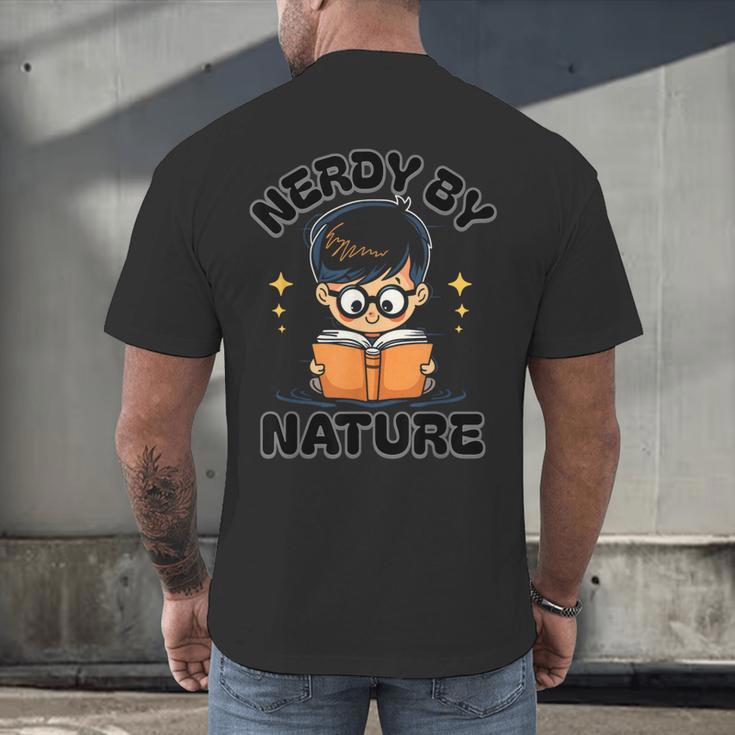 Nerdy By Nature Chibi Cute Book Lover Men's Back Print T-Shirt Nerdy By Nature Chibi Cute Book Lover Men's Back Print T-Shirt