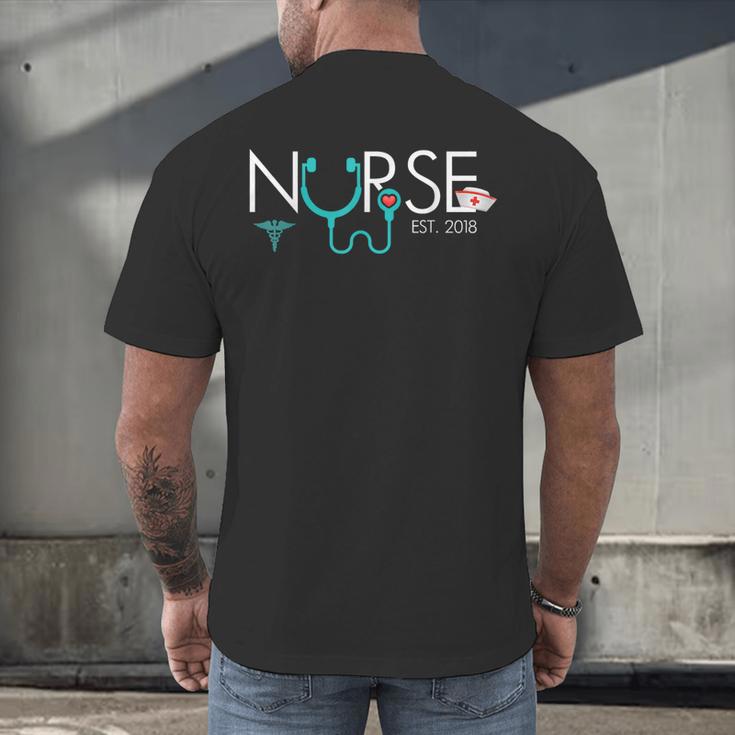 New Nurse Est 2018 School Graduation Nursing Men's Back Print T-Shirt
