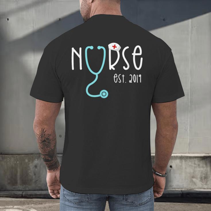 New Nurse Est 2019Shirt Graduation RN Women Men's Back Print T-Shirt
