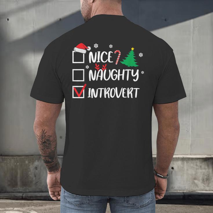 Nice Naughty Introvert Christmas List Santa Men's Back Print T-Shirt Nice Naughty Introvert Christmas List Santa Men's Back Print T-Shirt