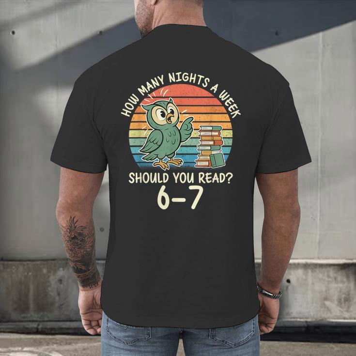 How Many Nights a Week Should You Read 67 Book Reading Meme Men's Back Print T-Shirt How Many Nights a Week Should You Read 67 Book Reading Meme Men's Back Print T-Shirt
