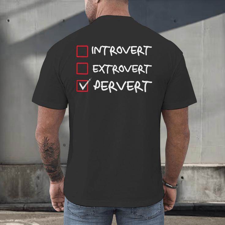 Not Introvert Not Extrovert Pervert Visual Joke Ambivert Men's Back Print T-Shirt Not Introvert Not Extrovert Pervert Visual Joke Ambivert Men's Back Print T-Shirt