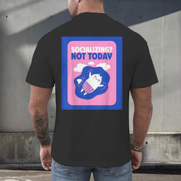 Not Today Cool Fun Cute Introvert Cat Character Men's Back Print T-Shirt Not Today Cool Fun Cute Introvert Cat Character Men's Back Print T-Shirt