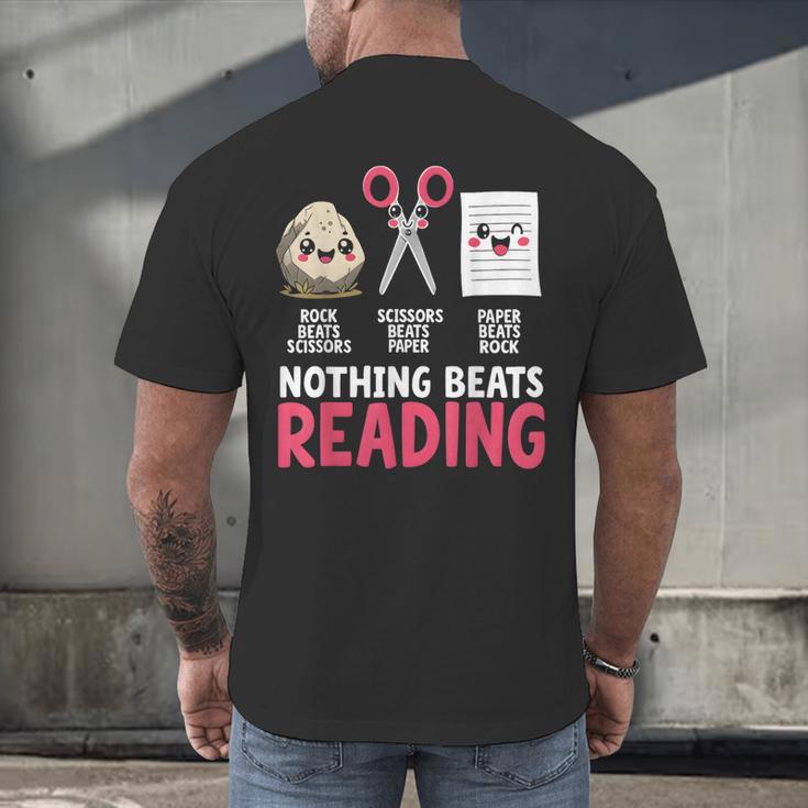Nothing Beats Reading Rock Paper Scissors Book Lover Library Men's Back Print T-Shirt Nothing Beats Reading Rock Paper Scissors Book Lover Library Men's Back Print T-Shirt