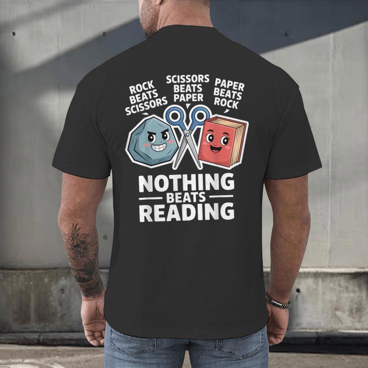 Nothing Beats Reading Rock Paper Scissors Book Lover Men's Back Print T-Shirt