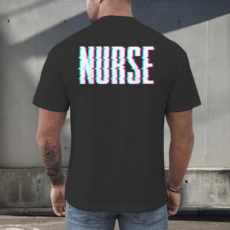 Nurse Glitch Aesthetic Graduation Nurse Glitch Graphic Art Men's Back Print T-Shirt