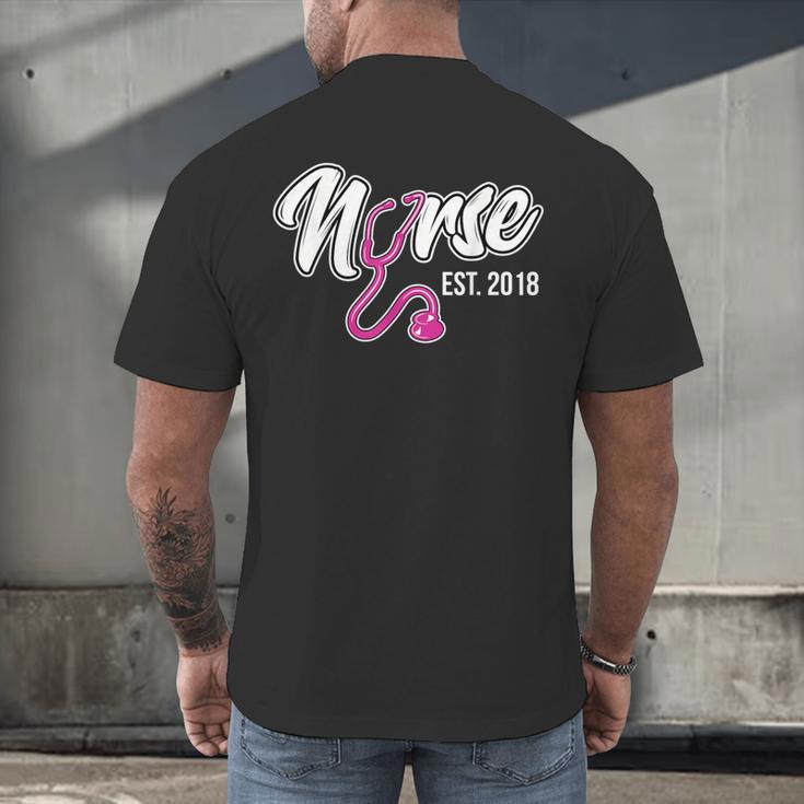 Nursing Graduation Nurse Est 2018 T-Shirt Men's Back Print T-Shirt