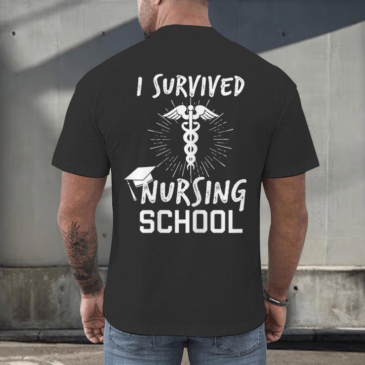 Nursing School Graduation Shirt I Survived RN Gift Men's Back Print T-Shirt