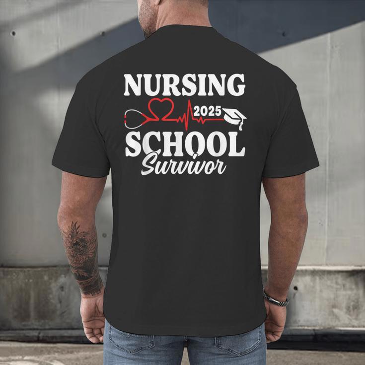 Nursing School Survivor 2025 RN ER Graduation Nurse Grad Men's Back Print T-Shirt