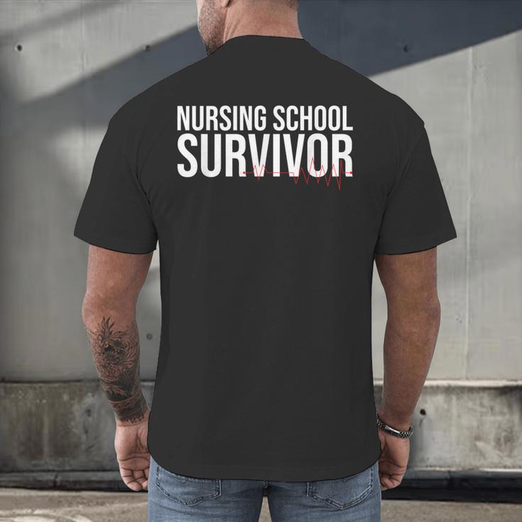 Nursing School Survivor- For Nurses-RN Graduation Men's Back Print T-Shirt